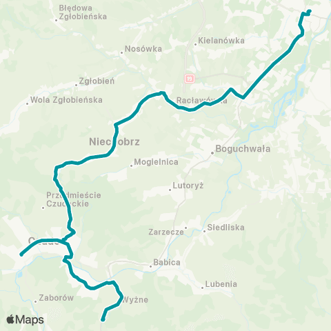 PKS w Rzeszowie Rzeszów D.A. - Racławówka - Niechobrz - Czudec map