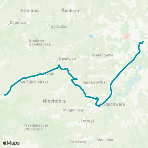PKS w Rzeszowie Rzeszów D.A. - Racławówka - Wola Zgłobieńska map