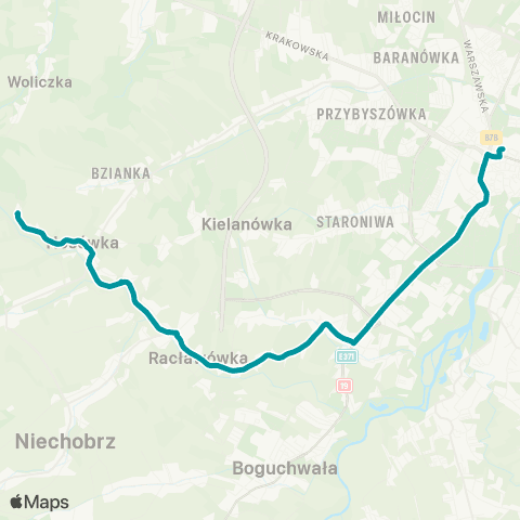 PKS w Rzeszowie Rzeszów D.A. - Racławówka - Nosówka map