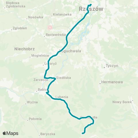 PKS w Rzeszowie Rzeszów D.A. - Boguchwała - Siedliska - Lubenia - Straszydle map