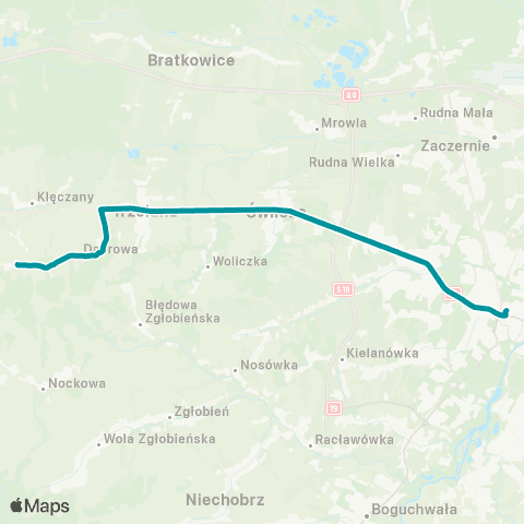 PKS w Rzeszowie Rzeszów D.A. - Świlcza - Dąbrowa - Będziemyśl map
