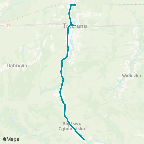 PKS w Rzeszowie Błędowa Zgłobieńska - Trzciana map