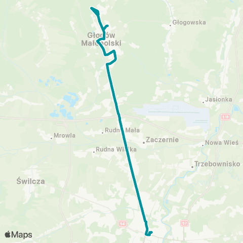 PKS w Rzeszowie Rzeszów D.A. - Głogów Młp. map