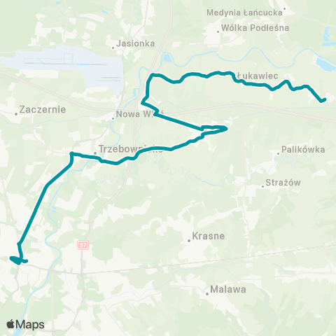 PKS w Rzeszowie Rzeszów D.A. - Trzebownisko - Łukawiec map