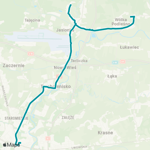 PKS w Rzeszowie Rzeszów D.A. - Trzebownisko - Tajęcina - Jasionka Gęsiówka map