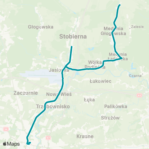 PKS w Rzeszowie Rzeszów D.A. - Jasionka - Stobierna - Medynia Głogowska map