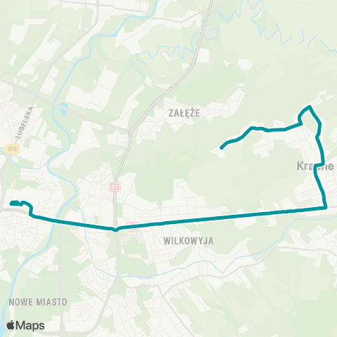 PKS w Rzeszowie Rzeszów D.A. - Krasne Wólka map