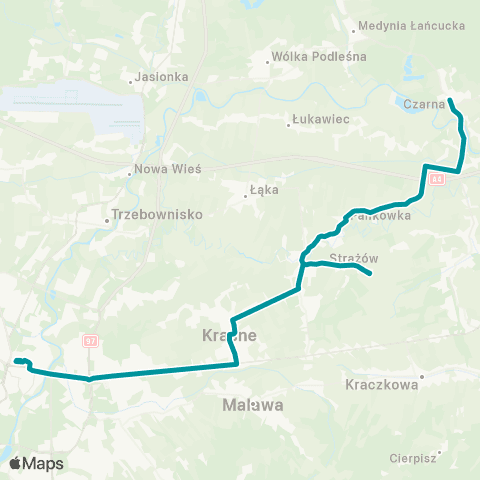 PKS w Rzeszowie Rzeszów D.A. - Krasne - Palikówka - Czarna map