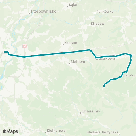 PKS w Rzeszowie Rzeszów D.A. - Kraczkowa - Cierpisz Górny map