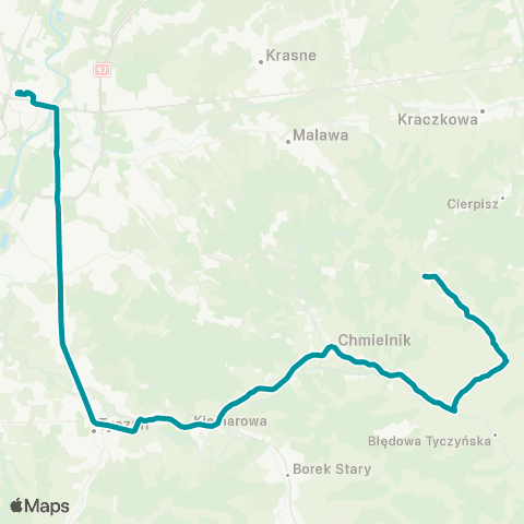 PKS w Rzeszowie Rzeszów D.A. - Tyczyn - Chmielnik - Wola Rafałowska map