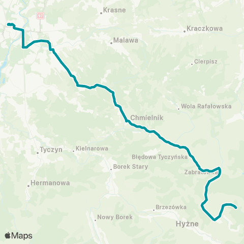 PKS w Rzeszowie Rzeszów D.A. - Chmielnik - Błędowa Tyczyńska - Hyżne Nowa Wieś map