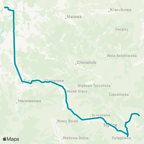 PKS w Rzeszowie Rzeszów D.A. - Tyczyn - Borek Stary - Hyżne - Grzegorzówka map