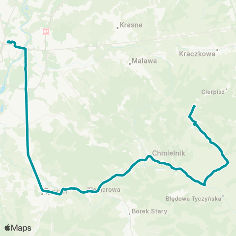 PKS w Rzeszowie Rzeszów D.A. - Tyczyn - Chmielnik - Wola Rafałowska map
