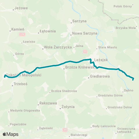 PKS w Rzeszowie Leżajsk - Wólka Sokołowska - Sokołów Młp. map