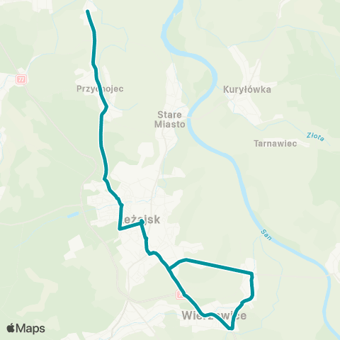 PKS w Rzeszowie Leżajsk - Wierzawice - Leżajsk - Przychojec map