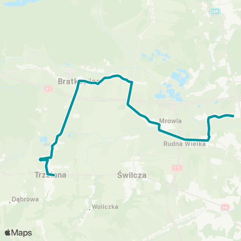PKS w Rzeszowie Rudna Mała pętla - Bratkowice - Trzciana map
