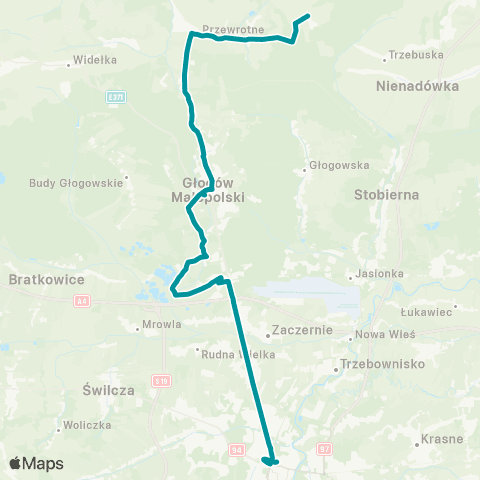 PKS w Rzeszowie Rzeszów D.A. - Głogów Młp. - Hucisko map