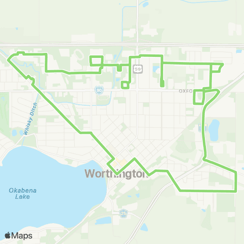 Prairieland Transit System Worthington City Bus "Paycheck" map