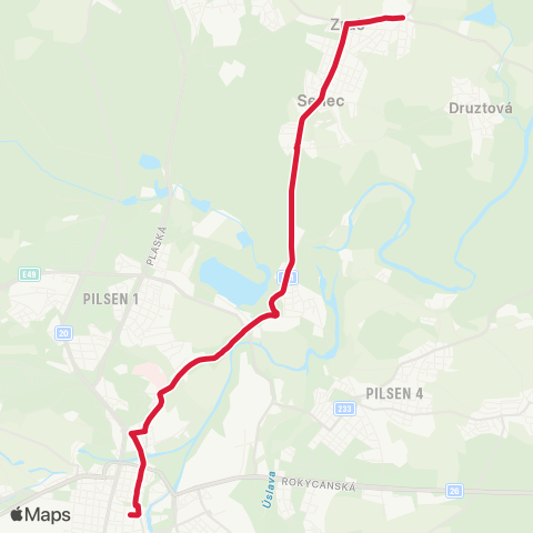 PMDP Mrakodrap - Bílá Hora - Zruč-Senec map