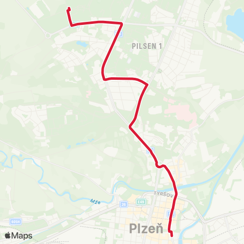 PMDP Goethova - Lochotín - Košutka map