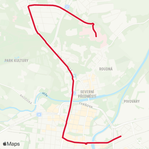 PMDP Hlavní Nádraží - Fn Lochotín map