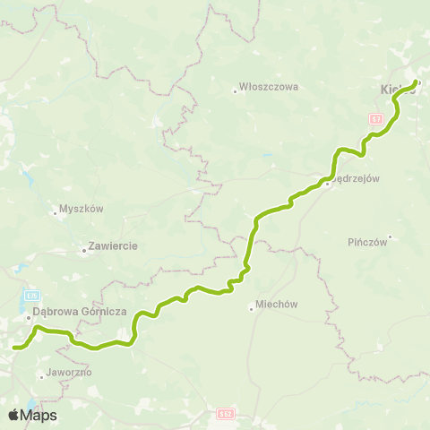 Polregio Katowice — Olkusz — Tunel — Kielce map