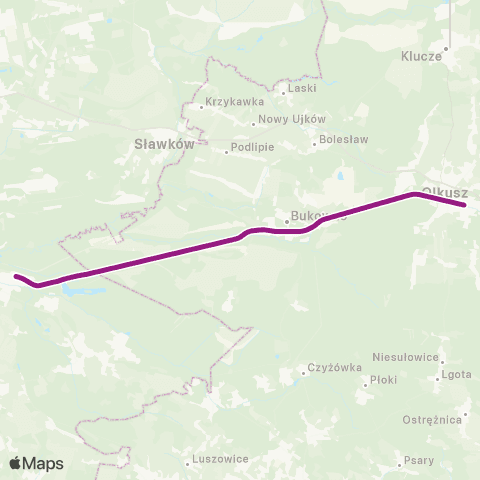 Polregio Kraków Główny — Olkusz — Wolbrom map