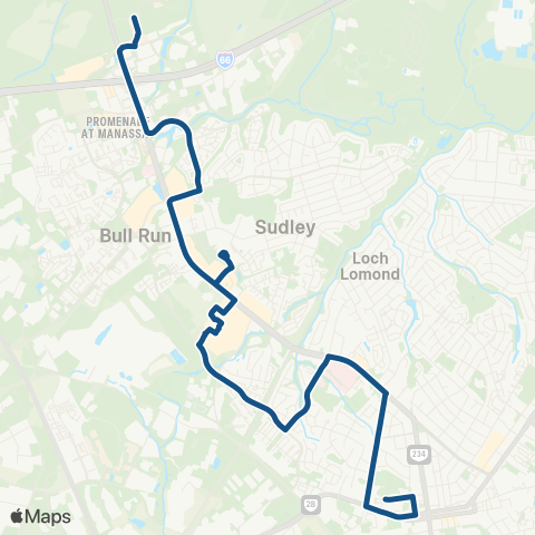 OmniRide Manassas North to NOVA Campus map