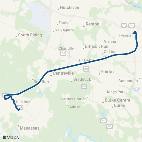 OmniRide Manassas Metro Express map