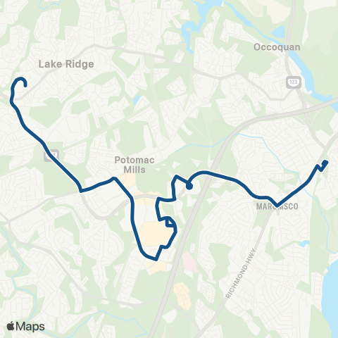 OmniRide Woodbridge Local map