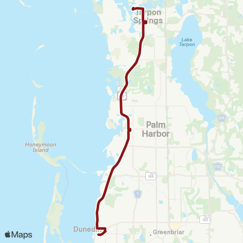 PSTA Tarpon Spring / Clearwater Beach map