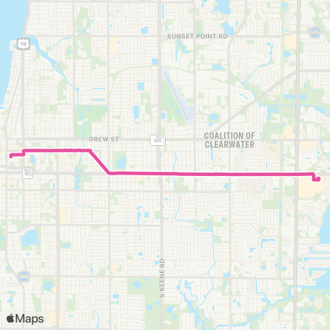 PSTA Dntwn Clearwater / Clearwater Mall map