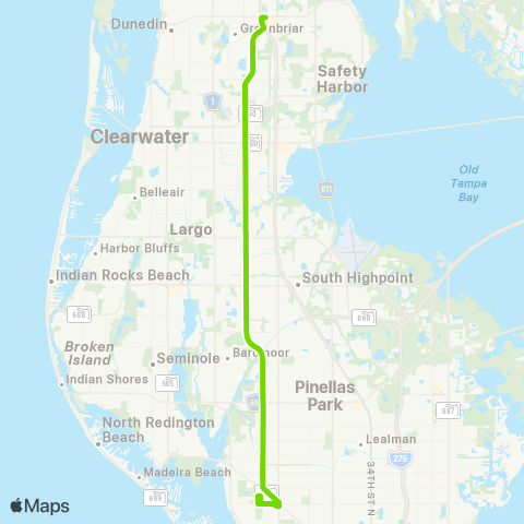 PSTA Tyrone Mall / Countryside Mall map