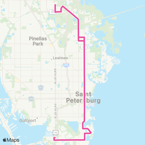 PSTA Roy Hanna Dr S / St Pete / PSTA 34th St map