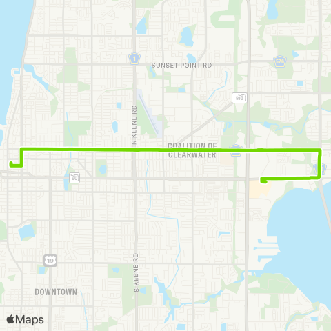 PSTA Park St Terminal - to - Clearwater Mall map