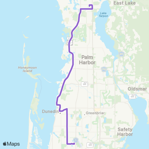 PSTA Dntwn Clearwater / Tarpon Springs map