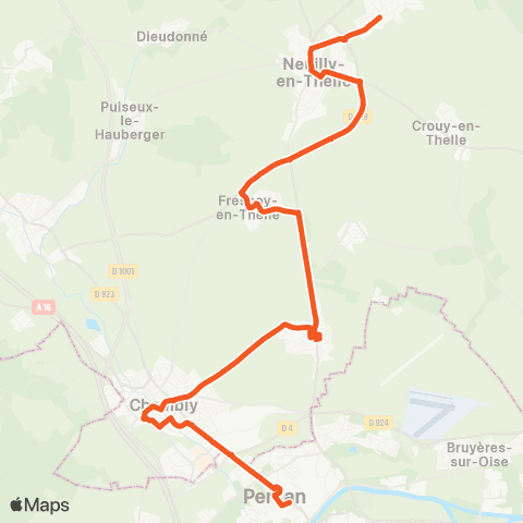Pass Thelle Bus Ercuis - Persan map