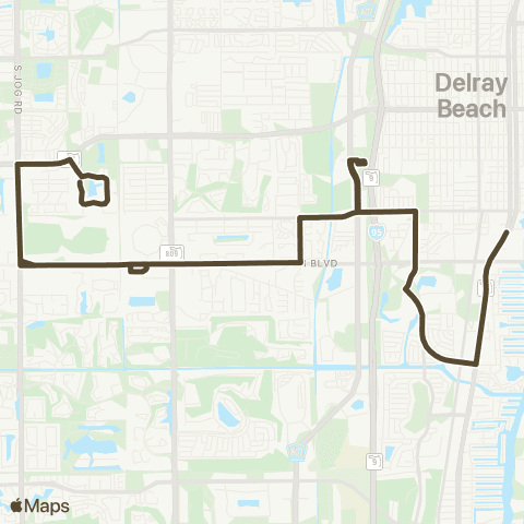 Palm Tran Delray Bch Crosstown via Linton map