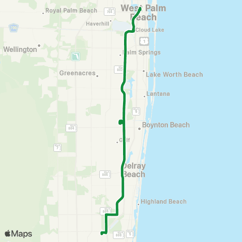 Palm Tran WPB - Boca via Congress map
