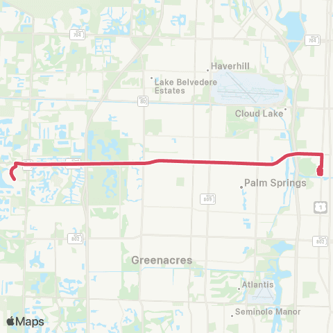 Palm Tran WPB - Wellington via Forest Hill map