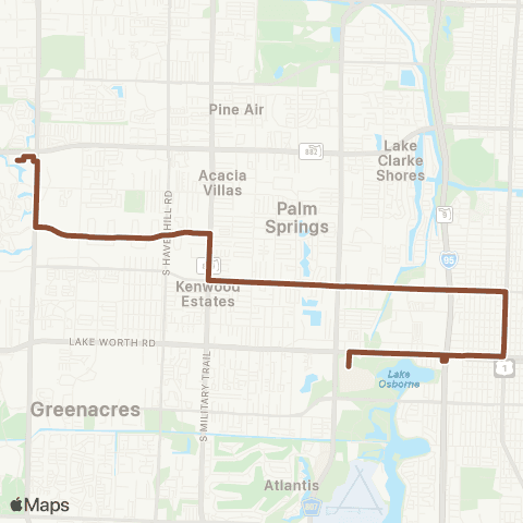 Palm Tran Greenacres - Lk Worth via Cresthaven map