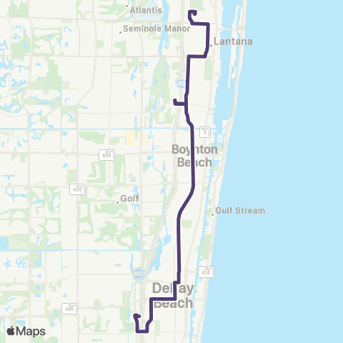 Palm Tran Lantana - Delray Bch via Seacrest map