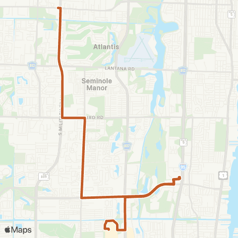 Palm Tran Boynton Bch Crosstown via Lawrence map