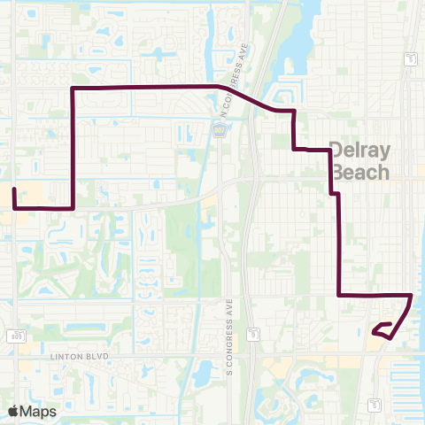 Palm Tran Delray Bch Crosstown via Lake Ida map