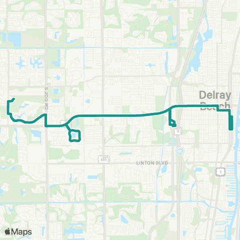 Palm Tran Delray Bch Crosstown via Atlantic map