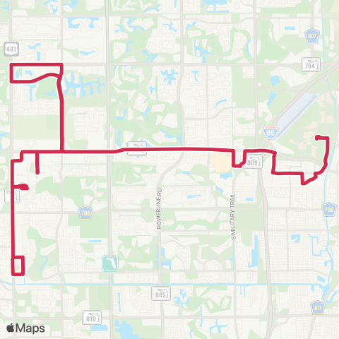 Palm Tran Boca Crosstown via Glades map