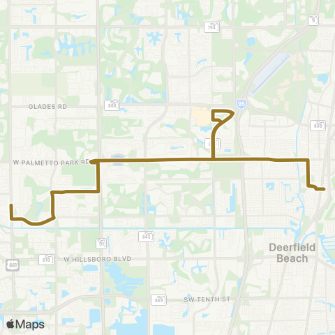 Palm Tran Boca Crosstown via Palmetto Park map