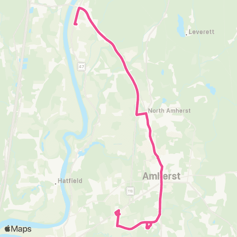 PVTA Sunderland / South Amherst map