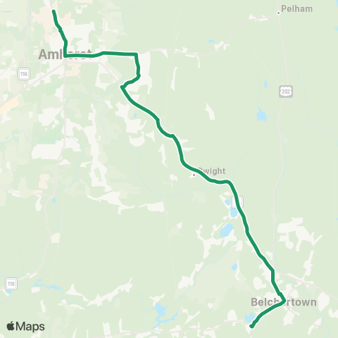 PVTA Belchertown Center / UMass map