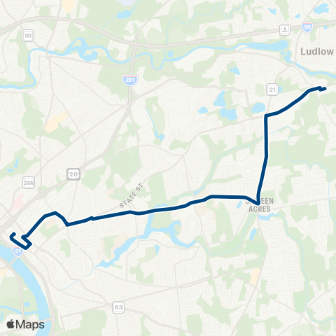 PVTA Wilbraham Big Y-Worthington St-Wilbraham Rd map